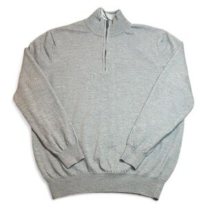 Black Brown 100% Extra fine Merino Wool Men's Zip-Up Taupe L Sweater Italy